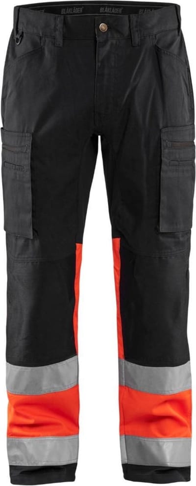 Blaklader Werkbroek met stretch High Vis 1551-1811 - Zwart/High Vis Rood - C146