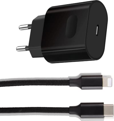 Oplader 30w geschikt voor iPhone 14/13/12/11 Pro/Max/Plus/Mini - Lightning naar usb C Kabel - 1 Meter - Snellader - Set