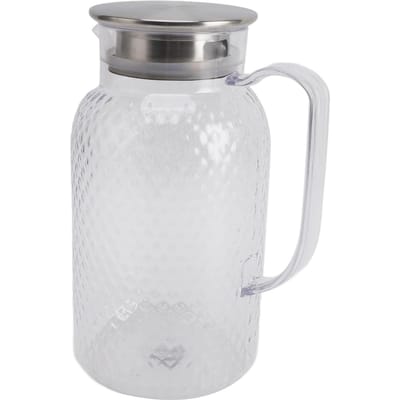 Waterkan met Deksel en Handvat 1500ml Acryl Hittebestendig Transparante Waterketelkan voor Limonade Melk IJsthee Koud L white