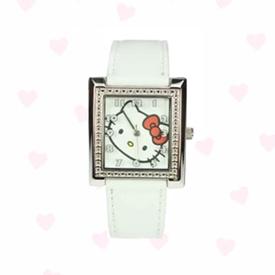 Hello Kitty Horloge Vierkant Wit