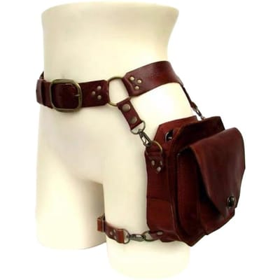 Punk Retro PU Vierk Taille Tas Kleine Vierkante Heuptasjes Voor dames Crossbody Cross Multi-Been Telefoonhoesje Heuptas bruin