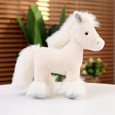 25 Kawaii Paard Pluche Speelgoed Lieve Gesimuleerde Pony Poppen Gevuld Zacht Dier Speelgoed Verjaardagscadeau 25cm wit