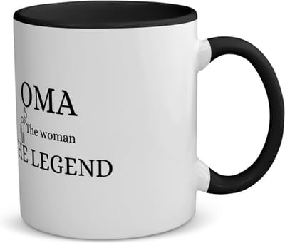 Akyol - oma the woman the legend koffiemok - theemok - zwart - Oma - oma - verjaardag oma - cadeautje - kado - geschenk - 350 ML inhoud