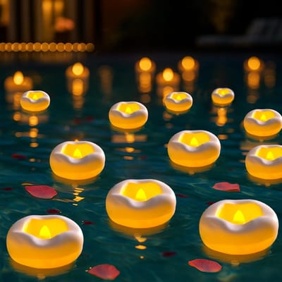 12 Stuks 2.3 Inch Vlamloze LED Drijvende Kaarsen - Watergeactiveerd - Geschikt voor Cilindervazen - Zwembad - Fontein - Bruiloft en Feestdecoratie