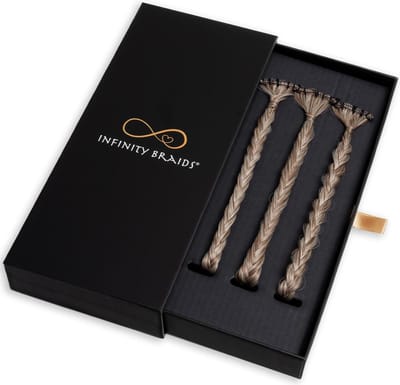Infinity Braids - Braidies - Set van 3 Clip-in Vlechtjes - Lizzy, Jolie & Viènne Stijl - Haarklem - Haarclip - Haarclip Dames - Haarklemmen - Infinity Braidies Mini Creamy Toffee