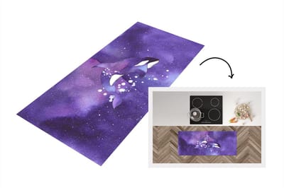 Keukenloper - Loper keuken - Dieren - Orka - Aquarel - 120x50 cm - Keukenloper vinyl