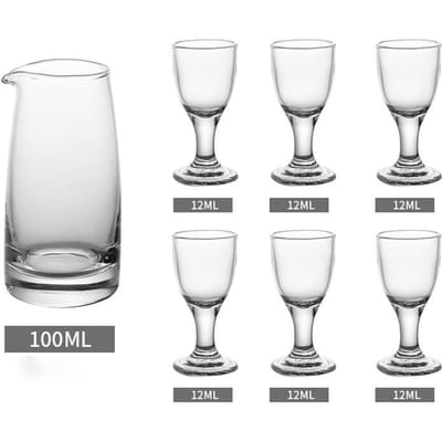 7 Delig Wijnglazen Set 100ml Wijn Dispenser + 6 Stuks S Glazen 10ml/12ml/15ml Transparante Glazen Set Met Cadeaubox Drinkgerei Glazen 7pcs with box