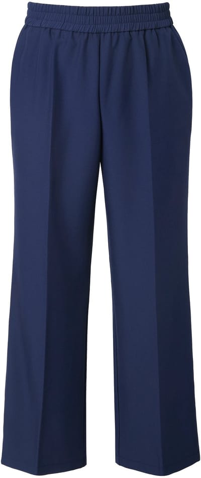 Studio Untold - Dames - Broek rechte wijde pijpen zijstrepen - Marine - Maat 42+
