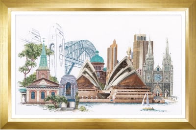 Thea Gouverneur - Borduurpakket met telpatroon - 480A - Voorgesorteerde DMC Garens - Sydney - Aida - 79 cm x 50 cm - DIY Kit