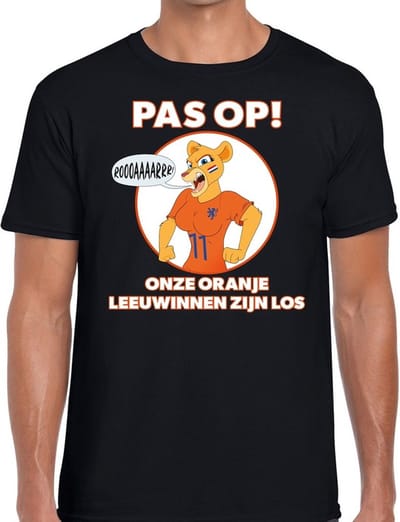 Nederland supporter t-shirt dameselftal Leeuwinnen zijn los zwart heren - landen kleding S