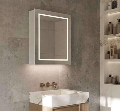Schaere - Aluminium Badkamer Spiegelkast - Directe en Indirecte Verlichting - Spiegel Verwarming - Stopcontact - USB - Make-Up Spiegel - Sensor Schakelaar - 60×70 cm