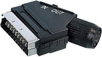 Adapter Scart met schakelaar voor in en uit mannelijk - DIN 6pins vrouwelijk