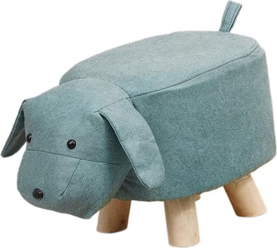Kruk Hond Hout - Kinderkrukje - Poef - Hocker - Kinderstoeltje - Kunstleer - Blauw - Kinderkamer - Babykamer
