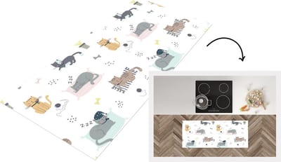 Keukenloper - Loper keuken - Katten - Huisdieren - Patronen - 120x50 cm - Keukenloper vinyl