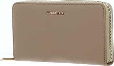 COCCINELLE Leren Portemonnee Metallic Soft Wallet Grained Leather Fresh Beige