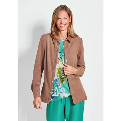 Overhemdjasje in zachte suèdelook - camel - Gr. 44 van Goldner Fashion