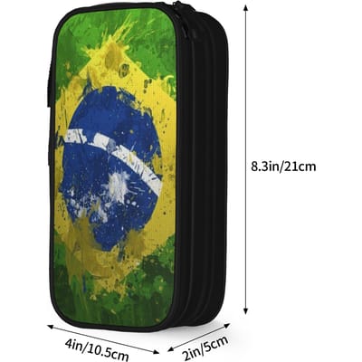 brazilië vlag Merchandise Pennendoos Grote capaciteit Voor School Pennenbakje Cadeau (as the picture,M)