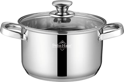 Swiss Haus® DC20C Kookpan Met Deksel - Ø20cm / 3.9L Pan - Kleine Soeppan - Geschikt Voor Inductie & Alle Warmtebronnen - Vaatwasser & Ovenbestendig - RVS