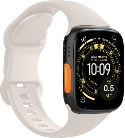 Horloge Bandje Geschikt voor Apple Watch Ultra 1, 2, 3 (49 mm) Bandje Siliconen Polsband - Siliconen Bandje Smartwatch - Ivoor