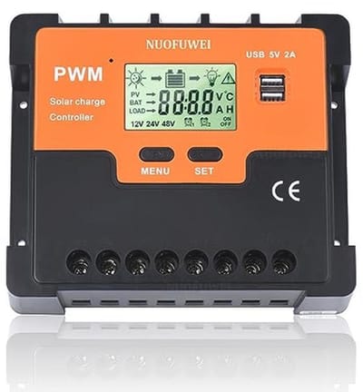 Zonne-laadregelaar 100 A met Temperatuursensor en USB-poorten voor 12V, 24V en 48V Systemen