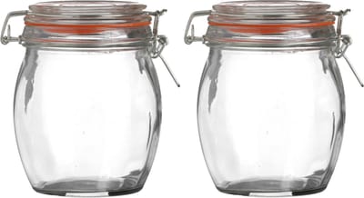 Urban Living Weckpot/inmaakpot - 2x - 750 ml - glas - met beugelsluiting - D11 x H14 cm