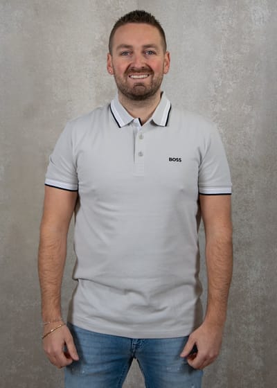 Heren Boss Hbg Paddy Polo Shirt Met Contrastdetails in Licht Pasgrijs 053