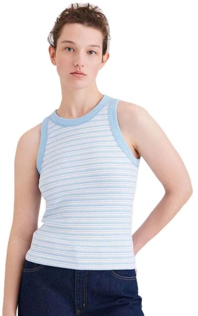 Dockers Rib Mouwloos T-shirt Blauw XS Vrouw