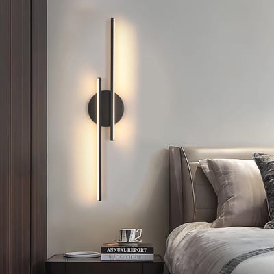 Moderne zwarte led-wandlamp 24W met warm wit licht voor slaapkamer en woonkamer