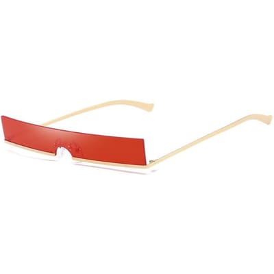 Hoge Kwaliteit Dames Kleine Randloze Zonnebril Vintage Vierkante Zonnebril Dames Designer Metaal Retro Smal Rechthoekig Slank Zonnebril As shown beige