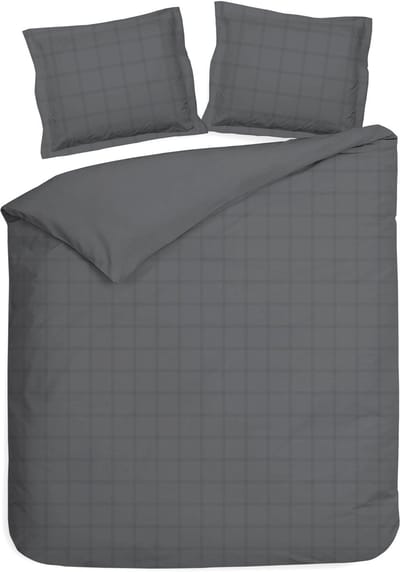 Heckettlane Dekbedovertrek Diamante - Bedlinnen - 240x200-220 cm - Lits-Jumeaux - Antraciet - Dekbedovertrek van 100% Katoen-Satijn