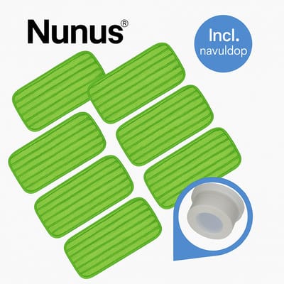 Nunu's® | 6x Uitwasbare Vervangingsdoek | Incl. siliconen navuldop | Compatible met Swiffer Wetjet | Microvezeldoek | Mop cover | Reinigingspad Herbruikbaar | Navulling | Dweilpads voor hardhout | tegels | laminaat | Vinyl | Bamboe | Stof