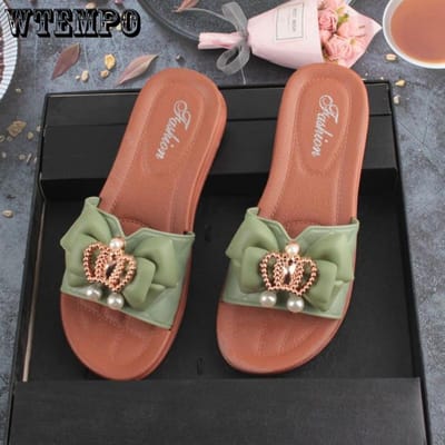 Dames Zomer Slippers Zomer Nieuw Bovenkleding Mode Eenvoudig Honderd met Dikke Zool Zachte Zool Antislip Draagbare Sandalen Pantoffel 40 groen