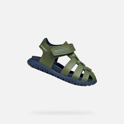 GEOX SANDAL FUSBETTO PEUTER Sandalen - SALIEGROEN/MARINEBLAUW - Maat 23