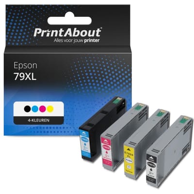 PrintAbout huismerk Inktcartridge 79XL (T79014010) 4-kleuren Multipack Hoge capaciteit Geschikt voor Epson