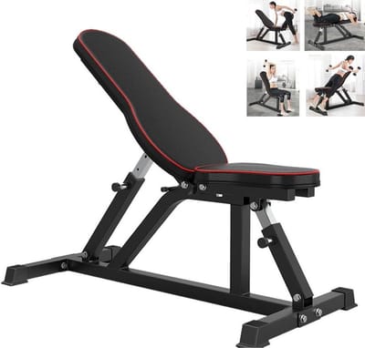 Fitness Bank - Trainingsbank Halterbank - Kracht Training - Verstelbare Rugleuning - 118x45x40cm - Zwart