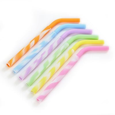 6 Stuks Siliconen Herbruikbare Rietjes - Herbruikbare - drinkrietjes - BPA vrij - milieuvriendelijk - voor warme en koude dranken - 150*5MM - Groen, blauw, geel, oranje, roze, paars