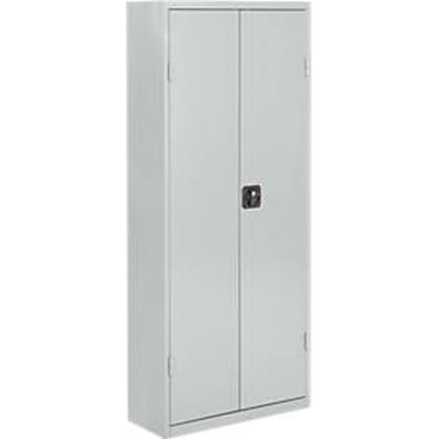 Magazijnkast - B 700 x D 300 x H 1690 mm - 11 legborden - 60 bakken - met deuren - lichtgrijs