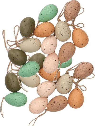 Decoris decoratie paaseieren hangend - 24x stuks - 6 cm - kunststof