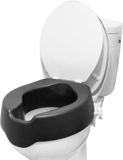 Toiletverhoger - Verhoogde bril - Zelfstandig naar toilet - Zacht polyurethaan - 10 cm hoog - Zwart