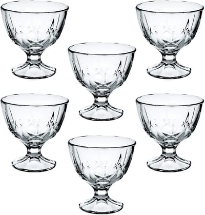Kadax IJsbekerset, ijsschalen, dessertglazen met voet voor ijs, desserts, fruit, voorgerechten, cocktails, 6 stuks, 300 ml