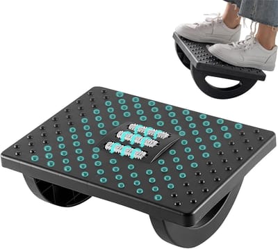 Voetsteun voor onder het bureau - Ergonomisch ontwerp - Met rolmassagefunctie - Ultiem comfort - Zwart