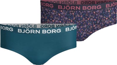 Björn Borg - Meisjes - Bloemenprint Hipster 2-Pack - Blauw/Multicolour/Roze/Zwart - Maat 110-116