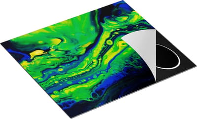 Chefcare Inductie Beschermer Abstracte Kunst Blauw met Groen - 60x50 cm - Afdekplaat Inductie - Kookplaat Beschermer - Inductie Mat