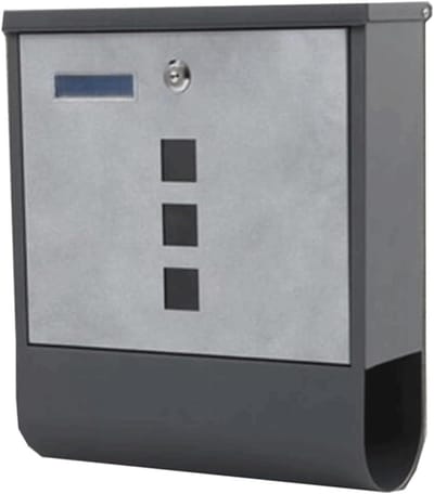 Brievenbus Buitenmuur - Postbus Wandmontage - Post Ontvangen - Afsluitbaar Met Sleutel - 30.5x9.5x33.5cm - Zwart Grijs