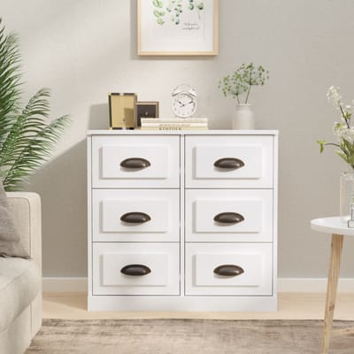 vidaXL - Dressoir - 70x35x67,5 - cm - bewerkt - hout - hoogglans - wit