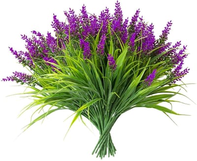 Dailygoods- Kunstlavendelplanten 12 stuks - 37 cm - Kunstbloemen voor buiten - Weerbestendig - Tafeldecoratie - Verstelbare takken - Duurzaam