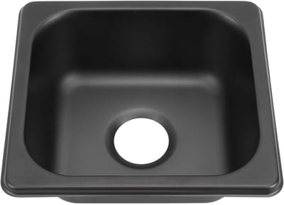 Ronde Inbouw Spoelbak Zwart RVS voor Caravan, Boot en Keuken