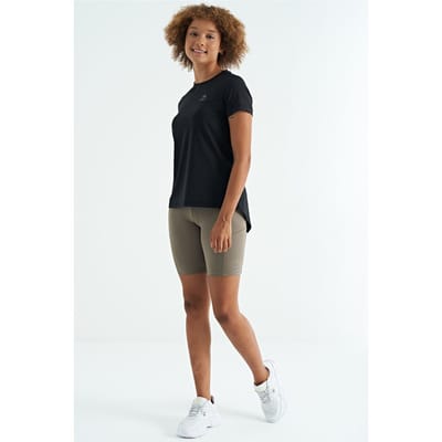Dames ontspannen T-shirt met ronde hals en zijsplitten