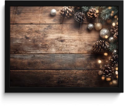 Poster in lijst - Fotolijst 40x30 cm - Posters - Kersthoekdecoratie - Dennenappels - Lichtjes - Posterlijst zwart - Decoratie - Wanddecoratie woonkamer - Muurdecoratie slaapkamer - Kerstversiering - Kerstdecoratie voor binnen - Kerstmis