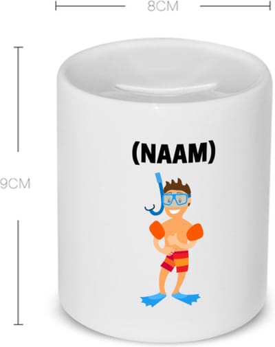 Akyol - jongen met snorkel met je eigen naam Spaarpot - Zwemmen - sport liefhebbers - mensen die houden van zwemmen - zwemdiploma - zwemcadeau - verjaardagscadeau - verjaardag - cadeau - kado - geschenk - gift - 350 ML inhoud